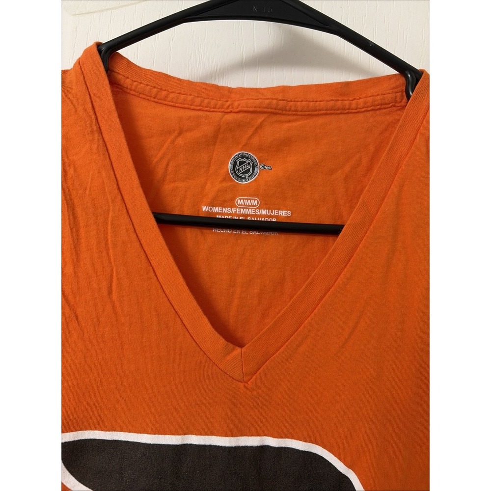 Women's Philadelphia Flyers Fanatics Orange Primary Logo Team V-Neck Size Medium - Picture 3 of 5